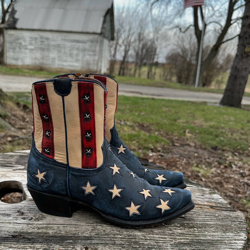 Corral Navy, Red & Cream Star Western Heeled Boots - Picture 12 of 15